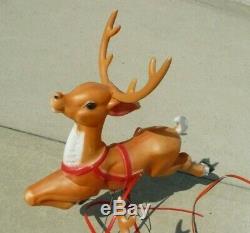 Vintage Empire Christmas Santa Sleigh Two Reindeer Blow Mold Decor Yard Decor