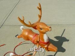 Vintage Empire Christmas Santa Sleigh Two Reindeer Blow Mold Decor Yard Decor