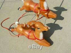 Vintage Empire Christmas Santa Sleigh Two Reindeer Blow Mold Decor Yard Decor