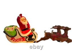 Vintage Empire Large Santa Claus Sleigh Blow Mold 2 Reindeer With Instructions