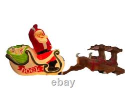 Vintage Empire Large Santa Claus Sleigh Blow Mold 2 Reindeer With Instructions