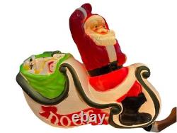 Vintage Empire Large Santa Claus Sleigh Blow Mold 2 Reindeer With Instructions