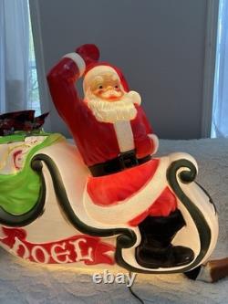 Vintage Empire Large Santa Claus Sleigh Blow Mold 2 Reindeer With Instructions