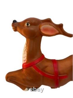 Vintage Empire Large Santa Claus Sleigh Blow Mold 2 Reindeer With Instructions