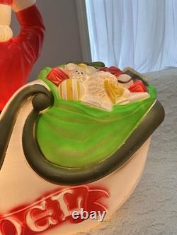 Vintage Empire Large Santa Claus Sleigh Blow Mold 2 Reindeer With Instructions