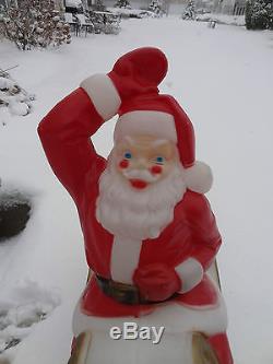 Vintage Empire Santa Claus Sleigh 2 Reindeer Christmas Blow Mold Yard Decoration