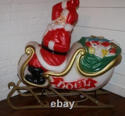 Vintage Empire Santa Claus Sleigh Blowmold 3 Reindeer RARE HTF FREE SHIPPING