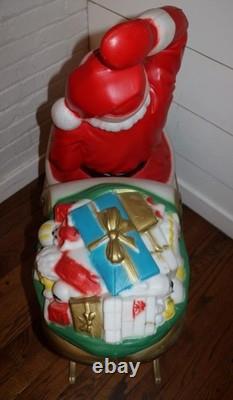 Vintage Empire Santa Claus Sleigh Blowmold 3 Reindeer RARE HTF FREE SHIPPING
