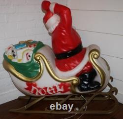 Vintage Empire Santa Claus Sleigh Blowmold 3 Reindeer RARE HTF FREE SHIPPING