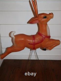 Vintage Empire Santa Claus Sleigh Blowmold 3 Reindeer RARE HTF FREE SHIPPING