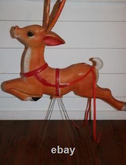 Vintage Empire Santa Claus Sleigh Blowmold 3 Reindeer RARE HTF FREE SHIPPING