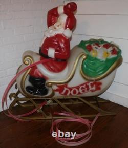 Vintage Empire Santa Claus Sleigh Blowmold 3 Reindeer RARE HTF FREE SHIPPING