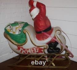 Vintage Empire Santa Claus Sleigh Blowmold 3 Reindeer RARE HTF FREE SHIPPING