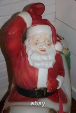 Vintage Empire Santa Claus Sleigh Blowmold 3 Reindeer RARE HTF FREE SHIPPING