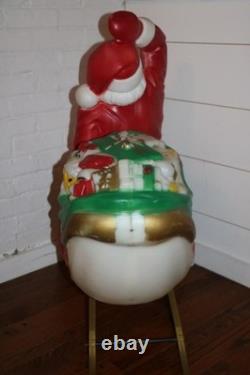 Vintage Empire Santa Claus Sleigh Blowmold 3 Reindeer RARE HTF FREE SHIPPING