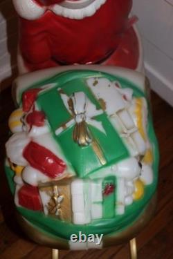 Vintage Empire Santa Claus Sleigh Blowmold 3 Reindeer RARE HTF FREE SHIPPING