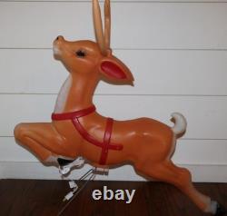 Vintage Empire Santa Claus Sleigh Blowmold 3 Reindeer RARE HTF FREE SHIPPING