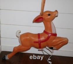 Vintage Empire Santa Claus Sleigh Blowmold 3 Reindeer RARE HTF FREE SHIPPING