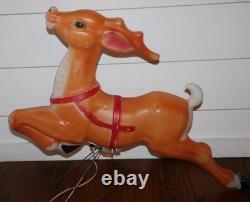 Vintage Empire Santa Claus Sleigh Blowmold 3 Reindeer RARE HTF FREE SHIPPING