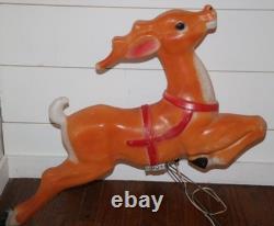 Vintage Empire Santa Claus Sleigh Blowmold 3 Reindeer RARE HTF FREE SHIPPING