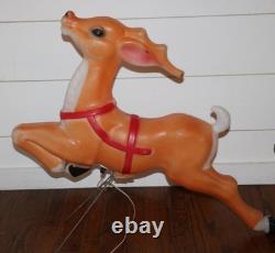 Vintage Empire Santa Claus Sleigh Blowmold 3 Reindeer RARE HTF FREE SHIPPING