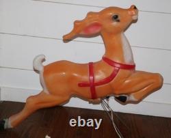 Vintage Empire Santa Claus Sleigh Blowmold 3 Reindeer RARE HTF FREE SHIPPING