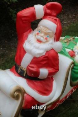 Vintage Empire Santa Claus Sleigh Blowmold 9 Reindeer Rudolph Complete Set HTF