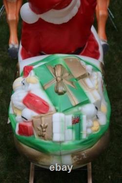 Vintage Empire Santa Claus Sleigh Blowmold 9 Reindeer Rudolph Complete Set HTF