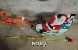 Vintage Empire Santa Claus Sleigh Blowmold Reindeer Sled 1977 WITH BOX and Ins