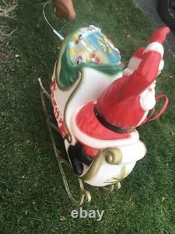Vintage Empire Santa Claus Sleigh Blowmold Reindeer (only Displayed Inside)
