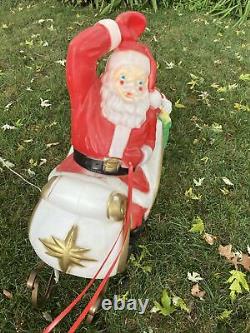 Vintage Empire Santa In Sleigh WithToys & 1 Reindeer Lighted Blow Mold36