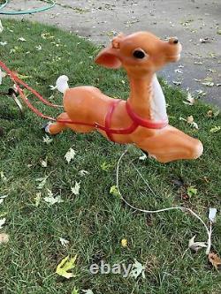 Vintage Empire Santa In Sleigh WithToys & 1 Reindeer Lighted Blow Mold36