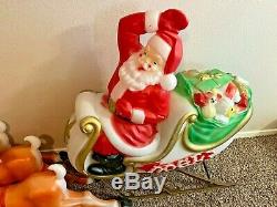 Vintage Empire Santa Sleigh & 3 Reindeer Large Outdoor Blow Mold LOCAL PICK UP
