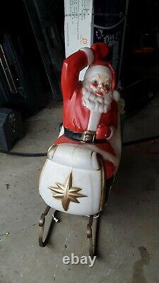 Vintage Empire Santa Sleigh AND 2 Reindeers Blow mold