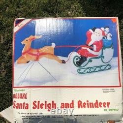 Vintage Empire Santa Sleigh, Reindeer Blow Mold Large Size, Original Box