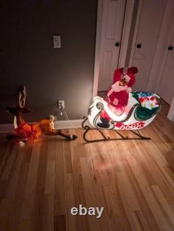 Vintage Empire Santa Sleigh Sled Reindeer Christmas Blow Mold Light Decor Large