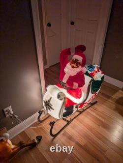 Vintage Empire Santa Sleigh Sled Reindeer Christmas Blow Mold Light Decor Large