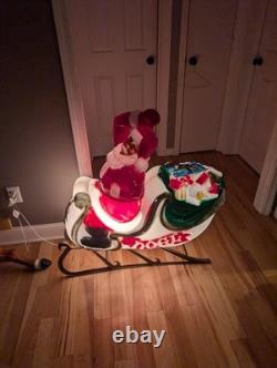 Vintage Empire Santa Sleigh Sled Reindeer Christmas Blow Mold Light Decor Large