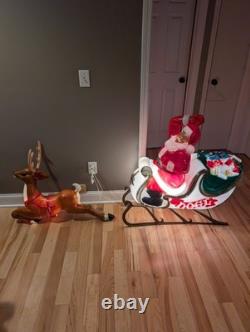 Vintage Empire Santa Sleigh Sled Reindeer Christmas Blow Mold Light Decor Large