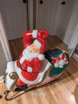 Vintage Empire Santa Sleigh Sled Reindeer Christmas Blow Mold Light Decor Large