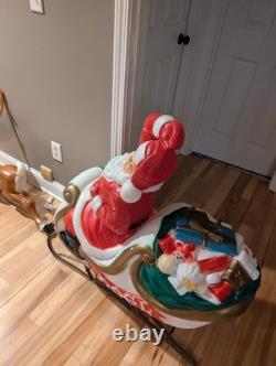 Vintage Empire Santa Sleigh Sled Reindeer Christmas Blow Mold Light Decor Large
