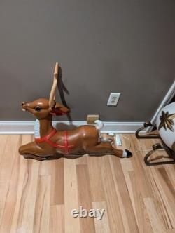 Vintage Empire Santa Sleigh Sled Reindeer Christmas Blow Mold Light Decor Large