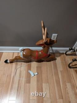 Vintage Empire Santa Sleigh Sled Reindeer Christmas Blow Mold Light Decor Large