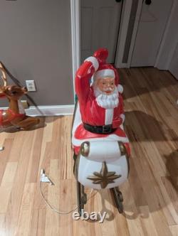 Vintage Empire Santa Sleigh Sled Reindeer Christmas Blow Mold Light Decor Large