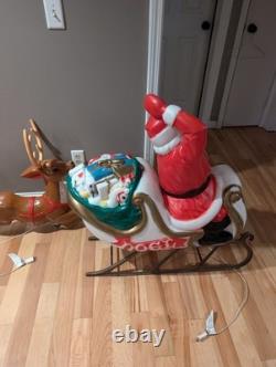 Vintage Empire Santa Sleigh Sled Reindeer Christmas Blow Mold Light Decor Large