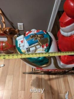 Vintage Empire Santa Sleigh Sled Reindeer Christmas Blow Mold Light Decor Large