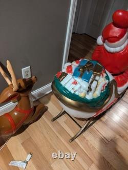 Vintage Empire Santa Sleigh Sled Reindeer Christmas Blow Mold Light Decor Large