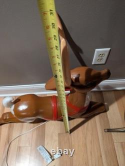 Vintage Empire Santa Sleigh Sled Reindeer Christmas Blow Mold Light Decor Large