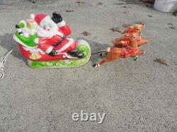 Vintage Empire Santa Sleigh, and Reindeer Blow Molds