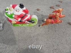 Vintage Empire Santa Sleigh, and Reindeer Blow Molds